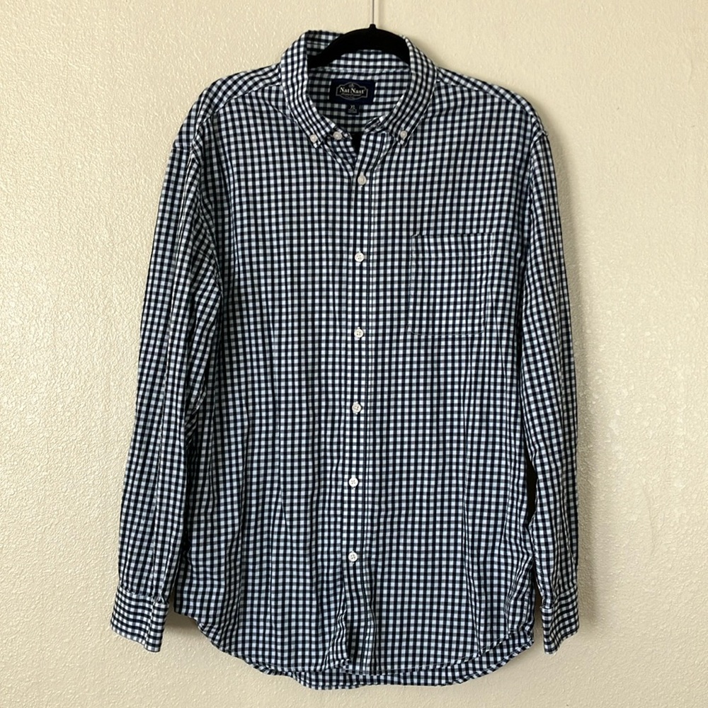 Nat Nast Plaid Cotton Preppy Button Down Shirt, XL